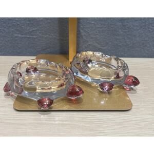 Vintage Hand Made Glass Turtle Ashtray or Trinket Dish Lot of 2
